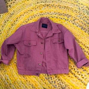 Oversized pink denim jacket
